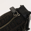 FENDI Zucchino Canvas Shoulder Bag Black Brown Auth bs27098-10