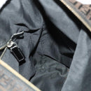 FENDI Zucchino Canvas Shoulder Bag Black Brown Auth bs27098-20