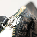 FENDI Zucchino Canvas Shoulder Bag Black Brown Auth bs27098-11