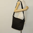 FENDI Zucchino Canvas Shoulder Bag Black Brown Auth bs27098-22