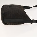 FENDI Zucchino Canvas Shoulder Bag Black Brown Auth bs27098-3