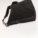 FENDI Zucchino Canvas Shoulder Bag Black Brown Auth bs27098-4