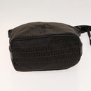 FENDI Zucchino Canvas Shoulder Bag Black Brown Auth bs27098-5