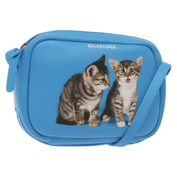 BALENCIAGA Camera Bag Every Day Bag Leather Blue Silver 489809 Auth bs27101