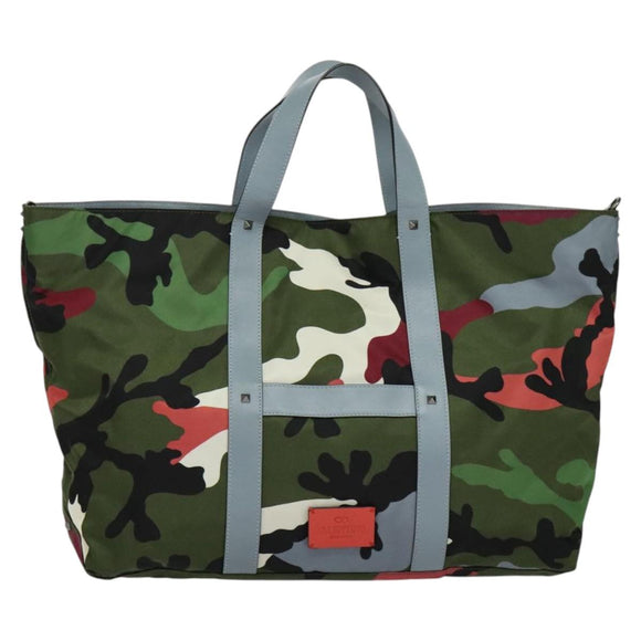 VALENTINO Camouflage Tote Bag Nylon Green Auth bs27104