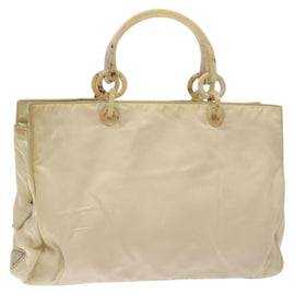 PRADA Hand Bag Nylon Beige Auth bs27127