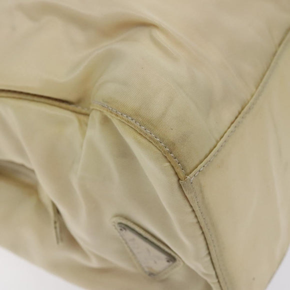 PRADA Hand Bag Nylon Beige Auth bs27127