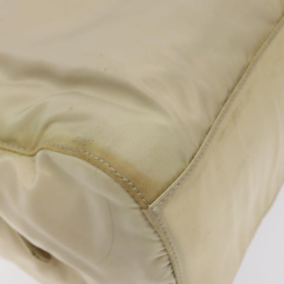 PRADA Hand Bag Nylon Beige Auth bs27127