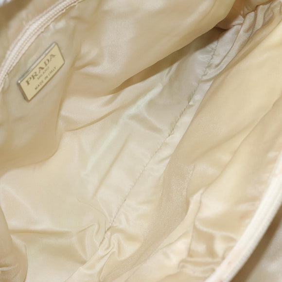PRADA Hand Bag Nylon Beige Auth bs27127