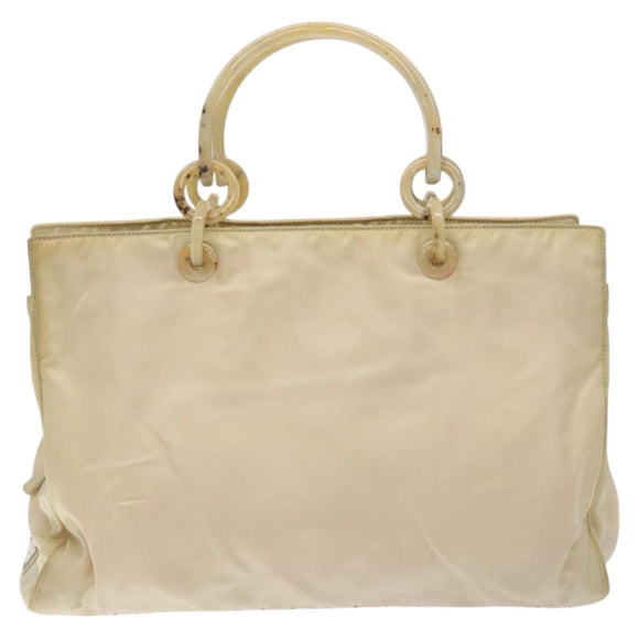 PRADA Hand Bag Nylon Beige Auth bs27127