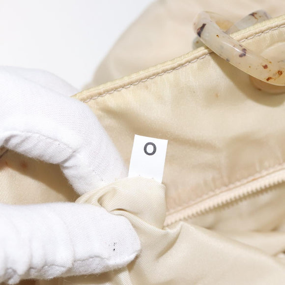 PRADA Hand Bag Nylon Beige Auth bs27127