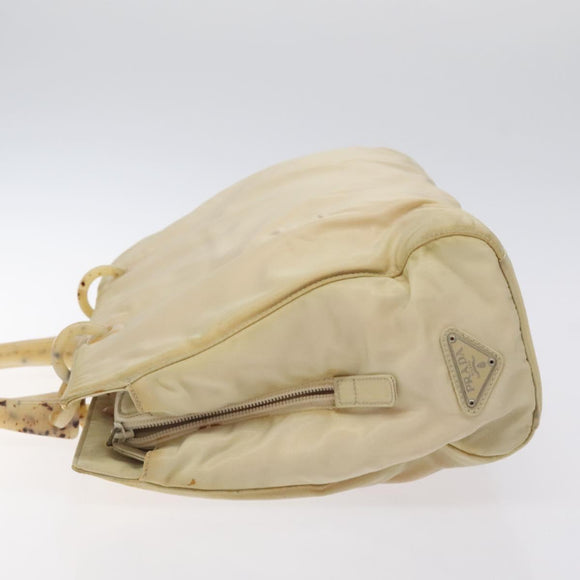 PRADA Hand Bag Nylon Beige Auth bs27127
