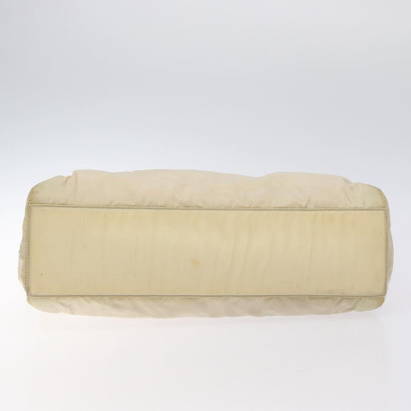 PRADA Hand Bag Nylon Beige Auth bs27127