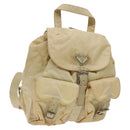 PRADA Backpack Nylon Beige Silver Auth bs27129-1
