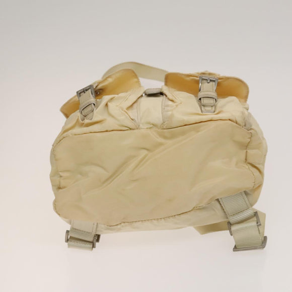 PRADA Backpack Nylon Beige Silver Auth bs27129