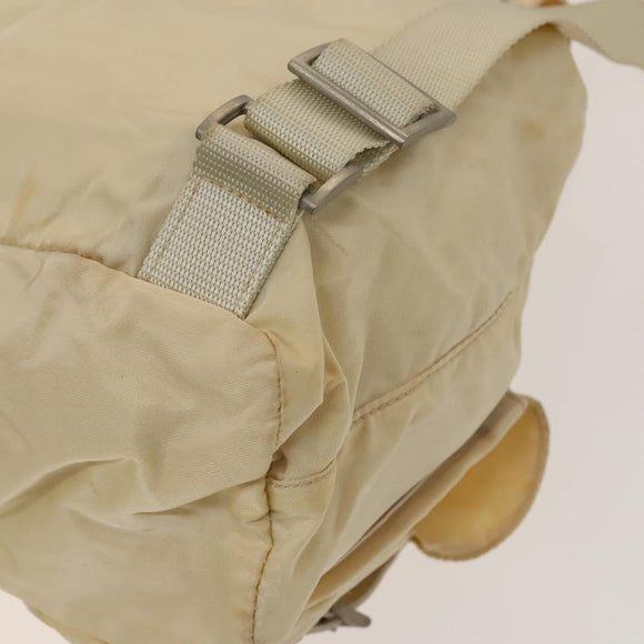 PRADA Backpack Nylon Beige Silver Auth bs27129