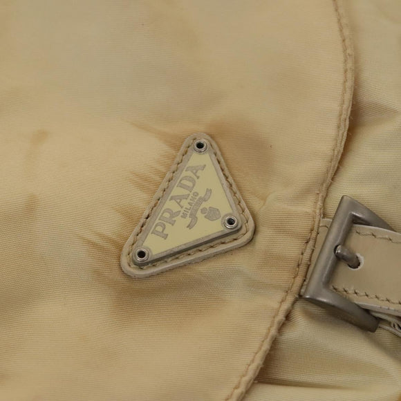 PRADA Backpack Nylon Beige Silver Auth bs27129