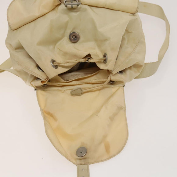 PRADA Backpack Nylon Beige Silver Auth bs27129
