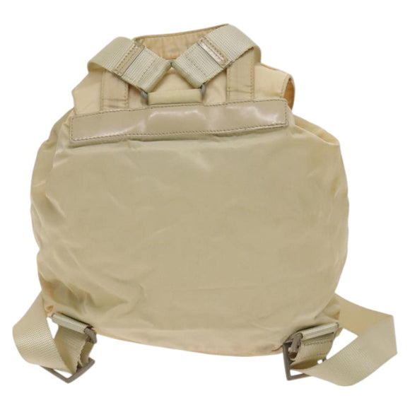 PRADA Backpack Nylon Beige Silver Auth bs27129