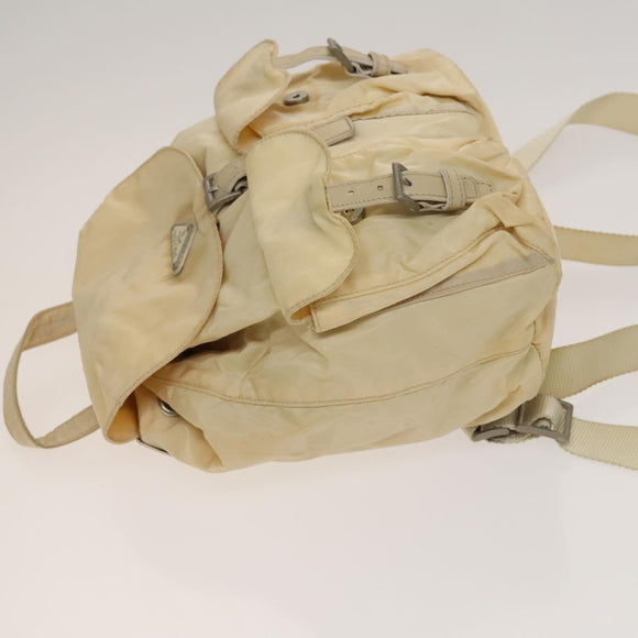 PRADA Backpack Nylon Beige Silver Auth bs27129