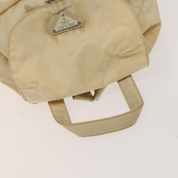 PRADA Backpack Nylon Beige Silver Auth bs27129