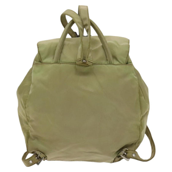 PRADA Backpack Nylon Beige Silver Auth bs27131