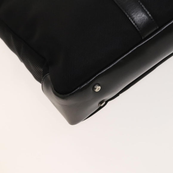 BURBERRY Black Label Business Bag Canvas Leather Black Silver Auth bs27132