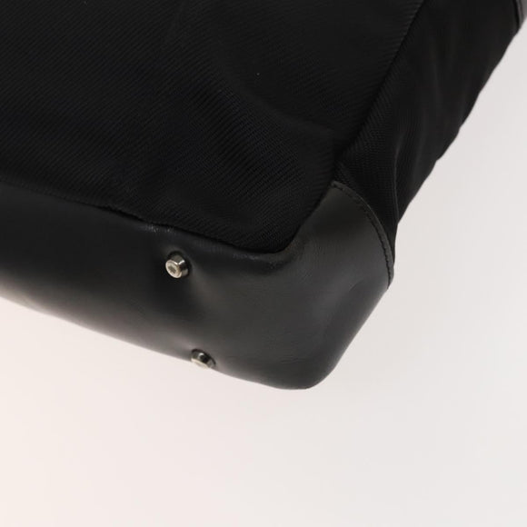 BURBERRY Black Label Business Bag Canvas Leather Black Silver Auth bs27132