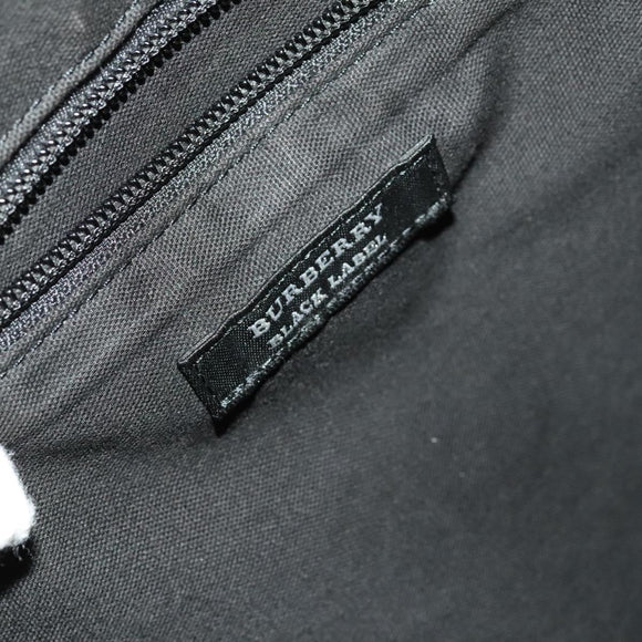 BURBERRY Black Label Business Bag Canvas Leather Black Silver Auth bs27132