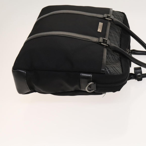 BURBERRY Black Label Business Bag Canvas Leather Black Silver Auth bs27132