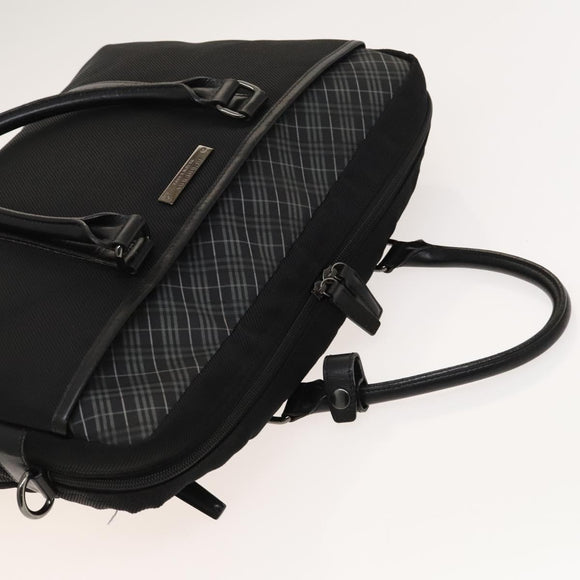 BURBERRY Black Label Business Bag Canvas Leather Black Silver Auth bs27132