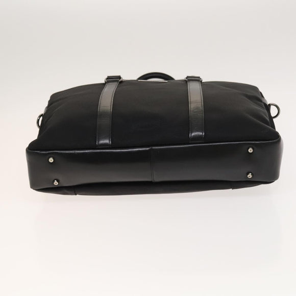 BURBERRY Black Label Business Bag Canvas Leather Black Silver Auth bs27132
