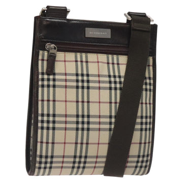 BURBERRY Nova Check Shoulder Bag Canvas Beige Silver Auth bs27133