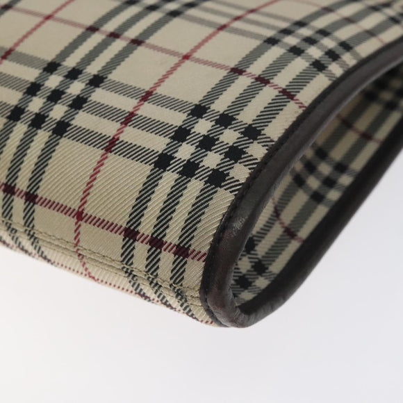 BURBERRY Nova Check Shoulder Bag Canvas Beige Silver Auth bs27133