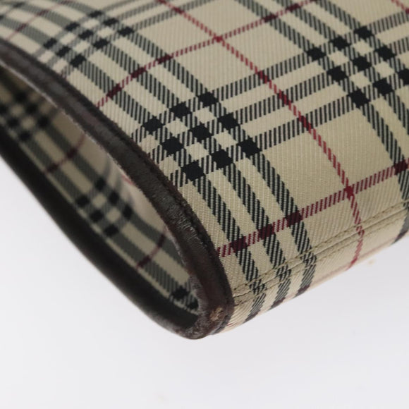 BURBERRY Nova Check Shoulder Bag Canvas Beige Silver Auth bs27133