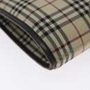 BURBERRY Nova Check Shoulder Bag Canvas Beige Silver Auth bs27133-16