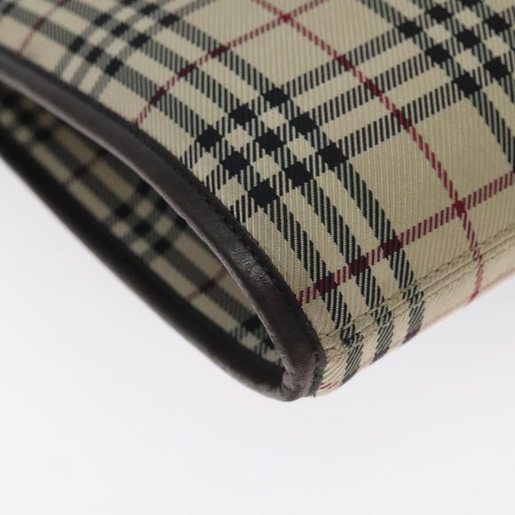 BURBERRY Nova Check Shoulder Bag Canvas Beige Silver Auth bs27133