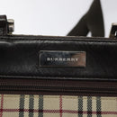 BURBERRY Nova Check Shoulder Bag Canvas Beige Silver Auth bs27133-10