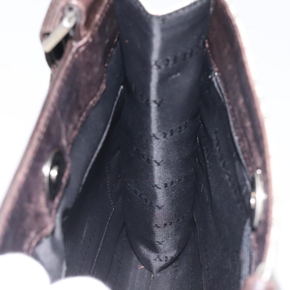 BURBERRY Nova Check Shoulder Bag Canvas Beige Silver Auth bs27133