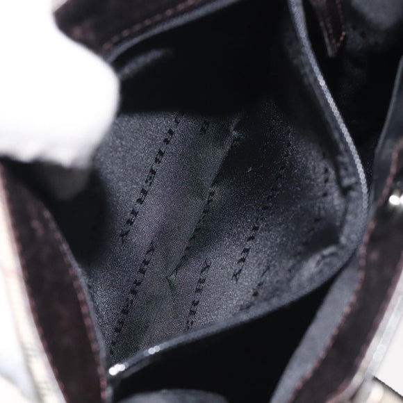 BURBERRY Nova Check Shoulder Bag Canvas Beige Silver Auth bs27133