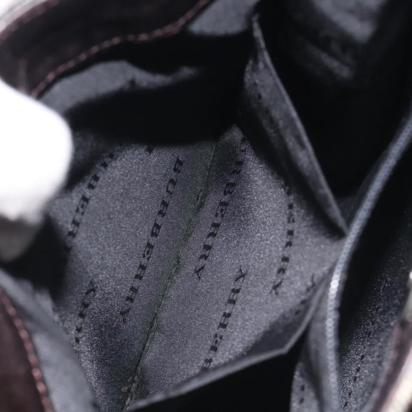 BURBERRY Nova Check Shoulder Bag Canvas Beige Silver Auth bs27133