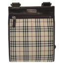 BURBERRY Nova Check Shoulder Bag Canvas Beige Silver Auth bs27133-13