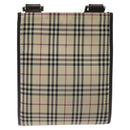 BURBERRY Nova Check Shoulder Bag Canvas Beige Silver Auth bs27133-2