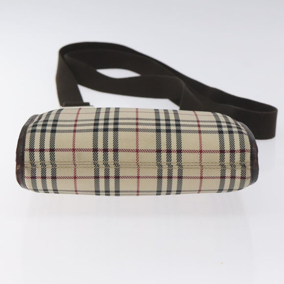 BURBERRY Nova Check Shoulder Bag Canvas Beige Silver Auth bs27133