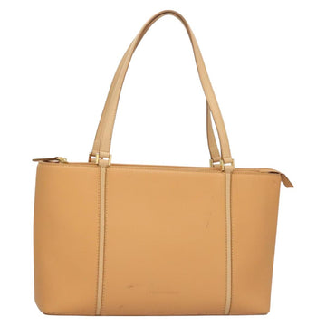 BURBERRY Tote Bag Leather Beige Gold Auth bs27137
