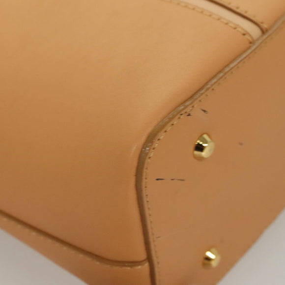 BURBERRY Tote Bag Leather Beige Gold Auth bs27137