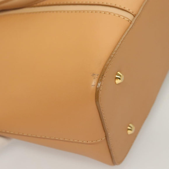 BURBERRY Tote Bag Leather Beige Gold Auth bs27137