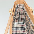 BURBERRY Tote Bag Leather Beige Gold Auth bs27137-18