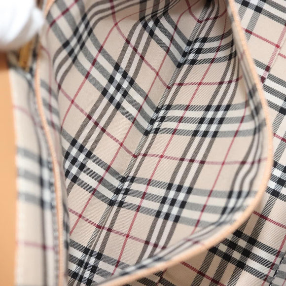 BURBERRY Tote Bag Leather Beige Gold Auth bs27137