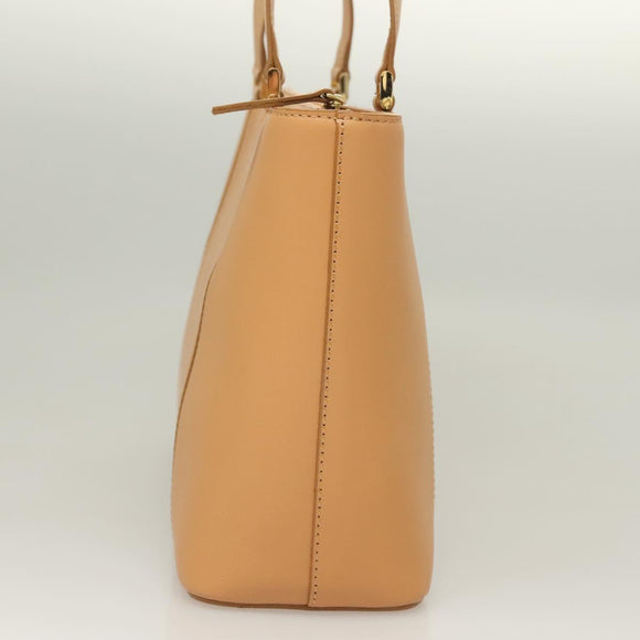 BURBERRY Tote Bag Leather Beige Gold Auth bs27137